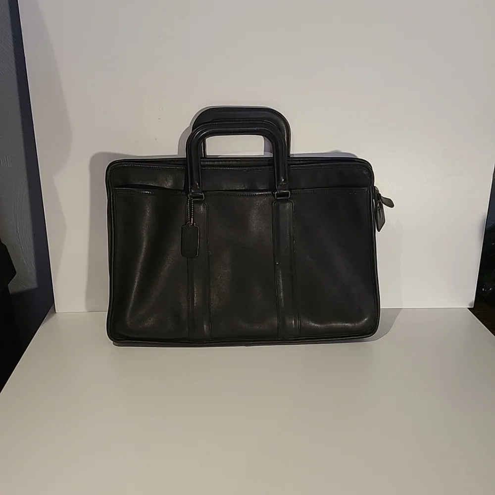 Coach Embassy Briefcase Portfolio Laptop Bag Black Leather 076-8031